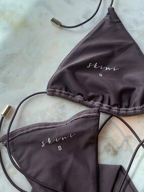 Women's Triangle String Bikini Top - Chocolate Brown